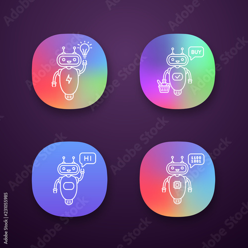 Chatbots app icons set