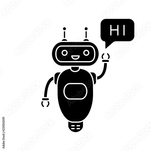 Chatbot saying hi glyph icon