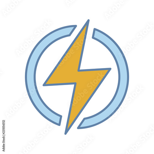 Electric power sign color icon