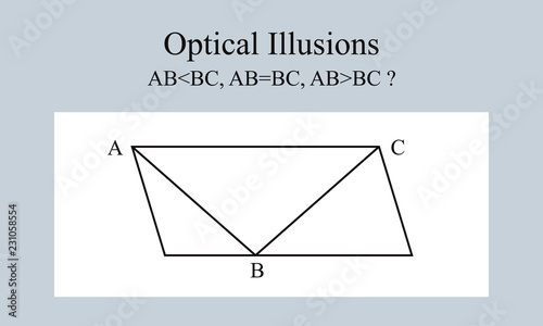 Optical illusion: two equal lines seem different to be included within a rhomboid.