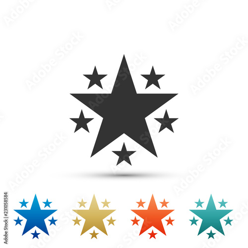 Star icon isolated on white background. Favorite, Best Rating, Award symbol. Set elements in colored icons. Flat design. Vector Illustration © mingirov