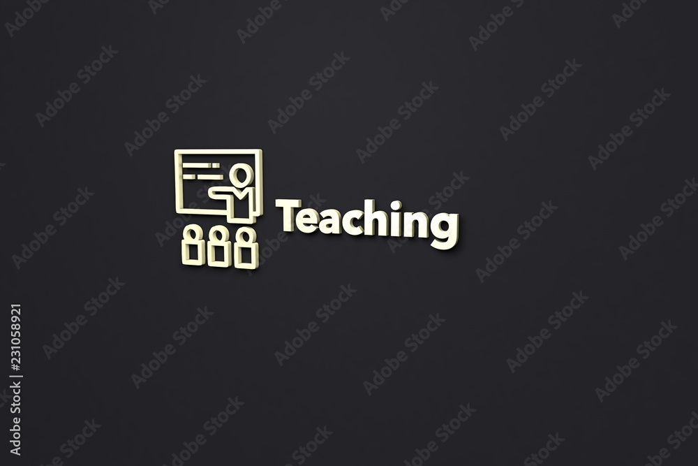 Illustration of Teaching with yellow text on dark background Illustration of Teaching with yellow text on dark background