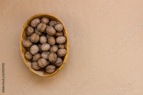 Walnuts in wicker  basket