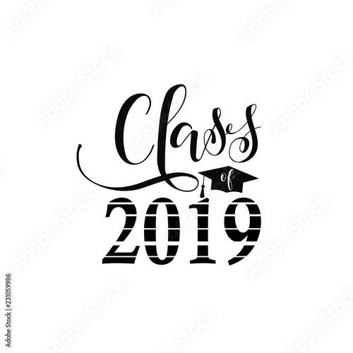 vector illustration of a graduating class in 2019. Graphics elements for t-shirts, and the idea for the badge or sign