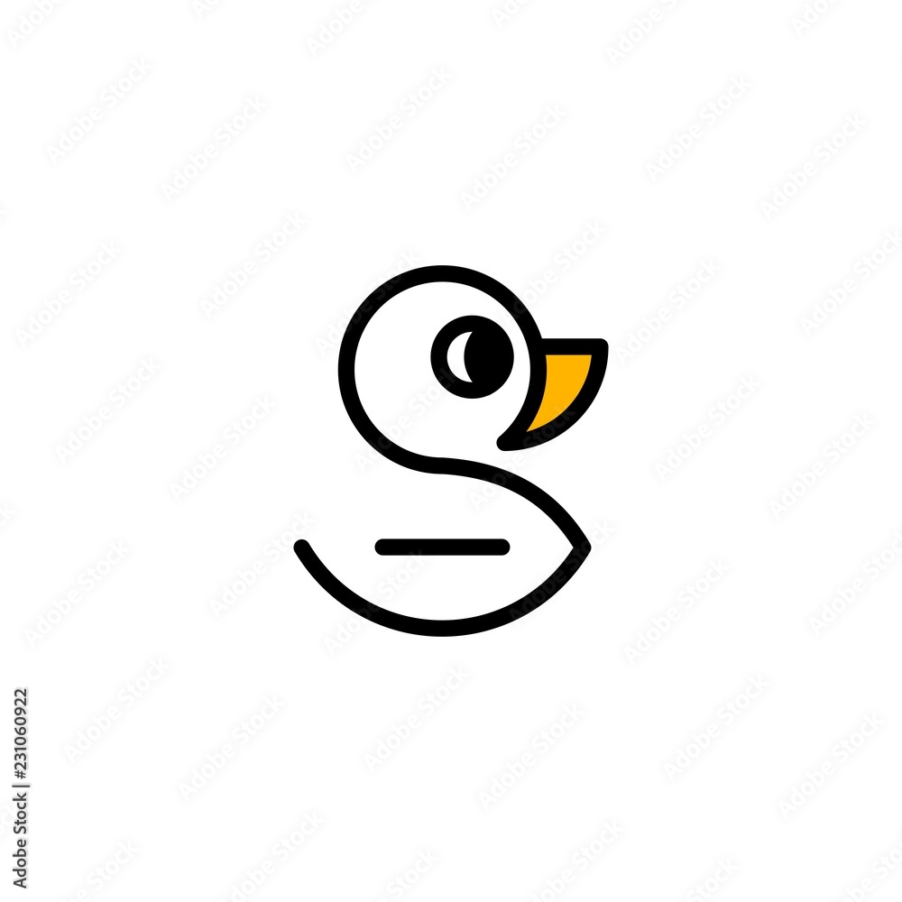 Obraz premium Duck Cute Animal Cartoon Creative Illustration Icon Logo Design Template Element Vector