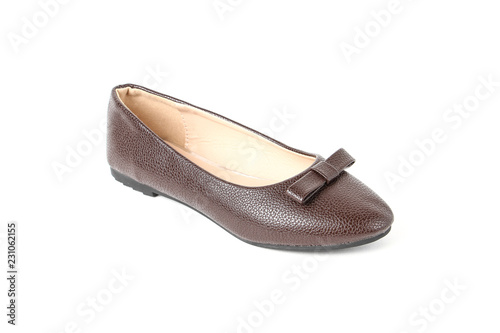 Women's moccasinse shoes leather isolated on white background