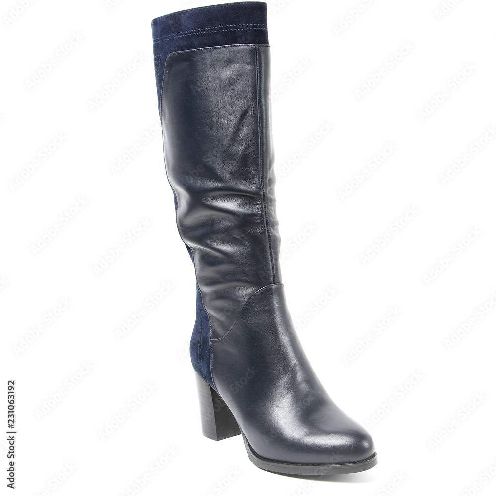 Women's demi-season high boots isolated on white background