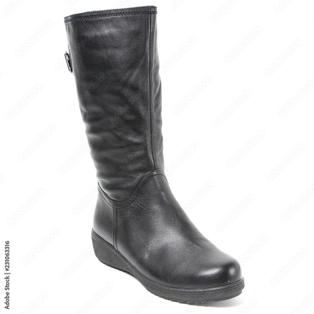 Women's demi-season high boots isolated on white background Women's demi-season high boots isolated on white background