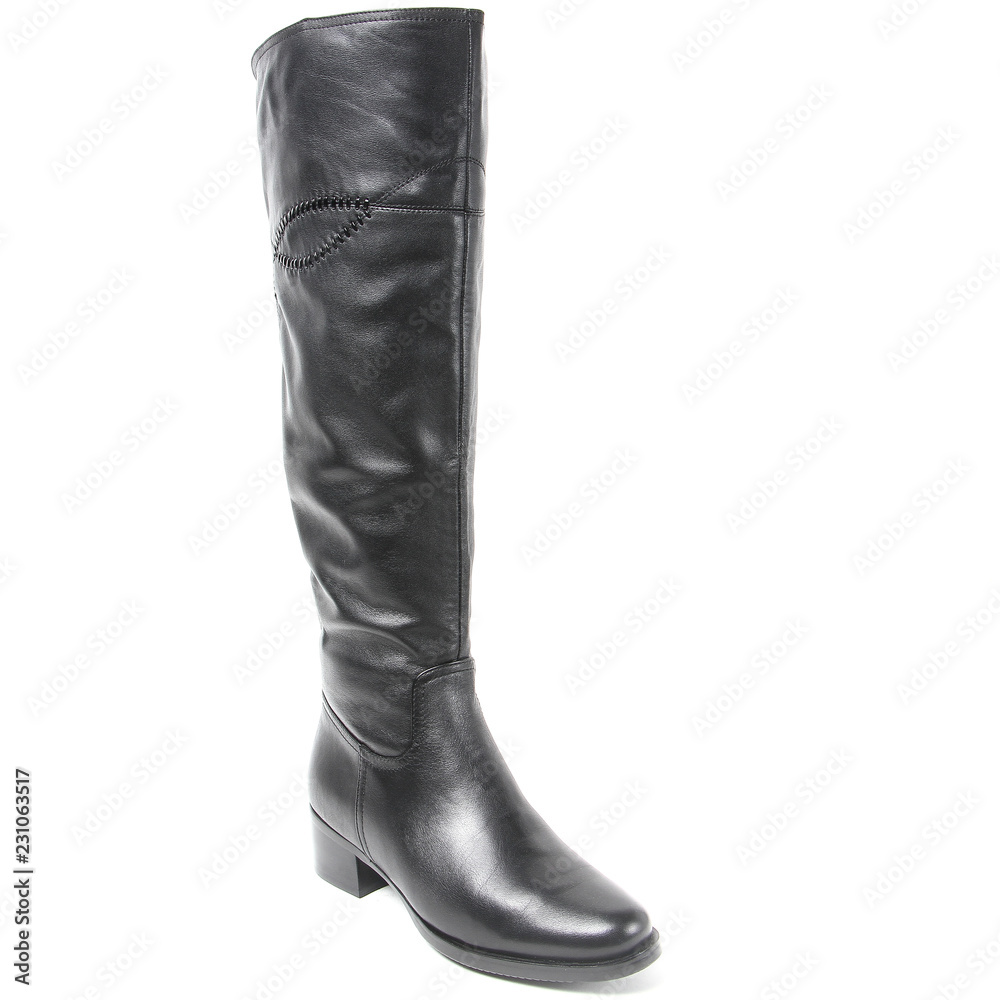 Women's demi-season high boots isolated on white background Women's demi-season high boots isolated on white background