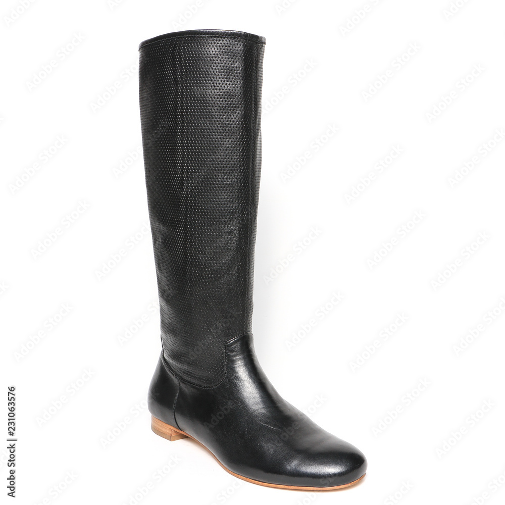 Women's demi-season high boots isolated on white background Women's demi-season high boots isolated on white background