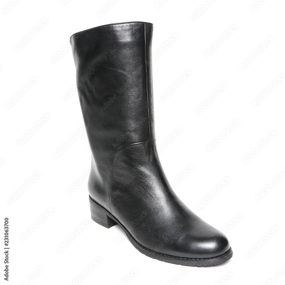 Women's demi-season high boots isolated on white background