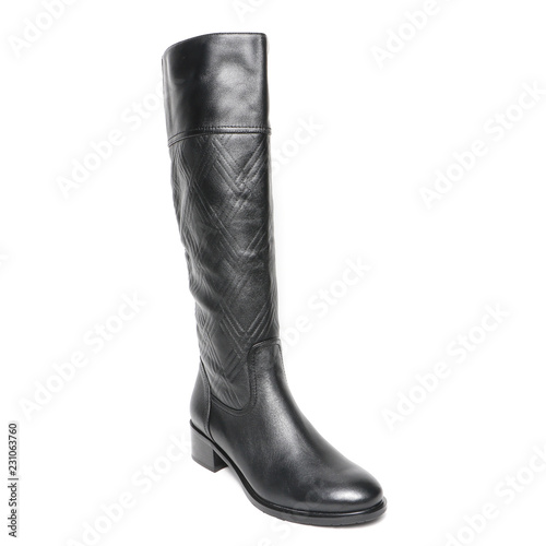 Women's demi-season high boots isolated on white background