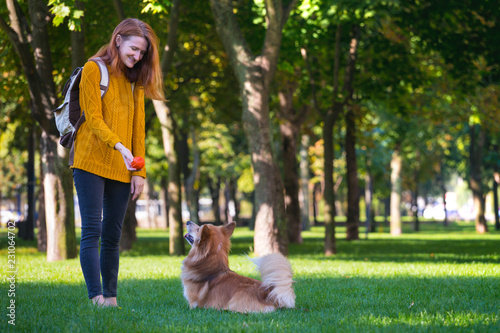 girl and dog