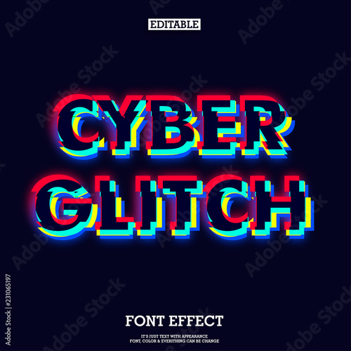 modern dark cyber glitch typeface effect