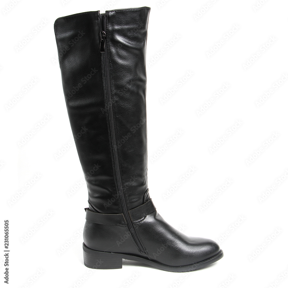 Women's demi-season high boots isolated on white background