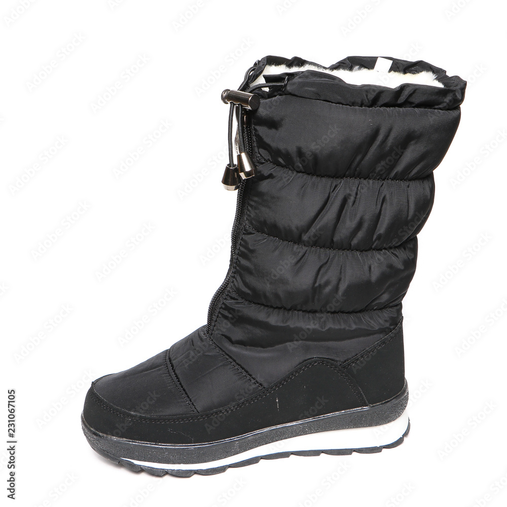 Winter boot's shoe for kid on white background Winter boot's shoe for kid on white background