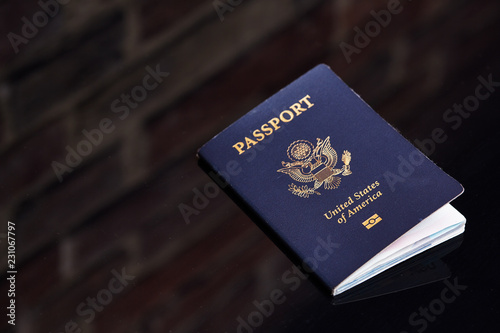Passport of United States of American. Traveling passport. closeup of american passport. 