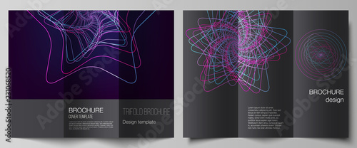 Vector layouts of modern creative covers design templates for trifold brochure or flyer. Random chaotic lines that creat real shapes. Chaos pattern, abstract texture. Order vs chaos concept.