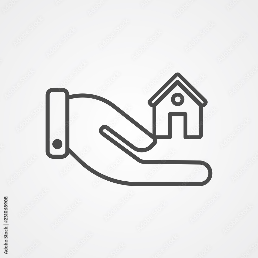 Hand with home vector icon sign symbol Hand with home vector icon sign symbol