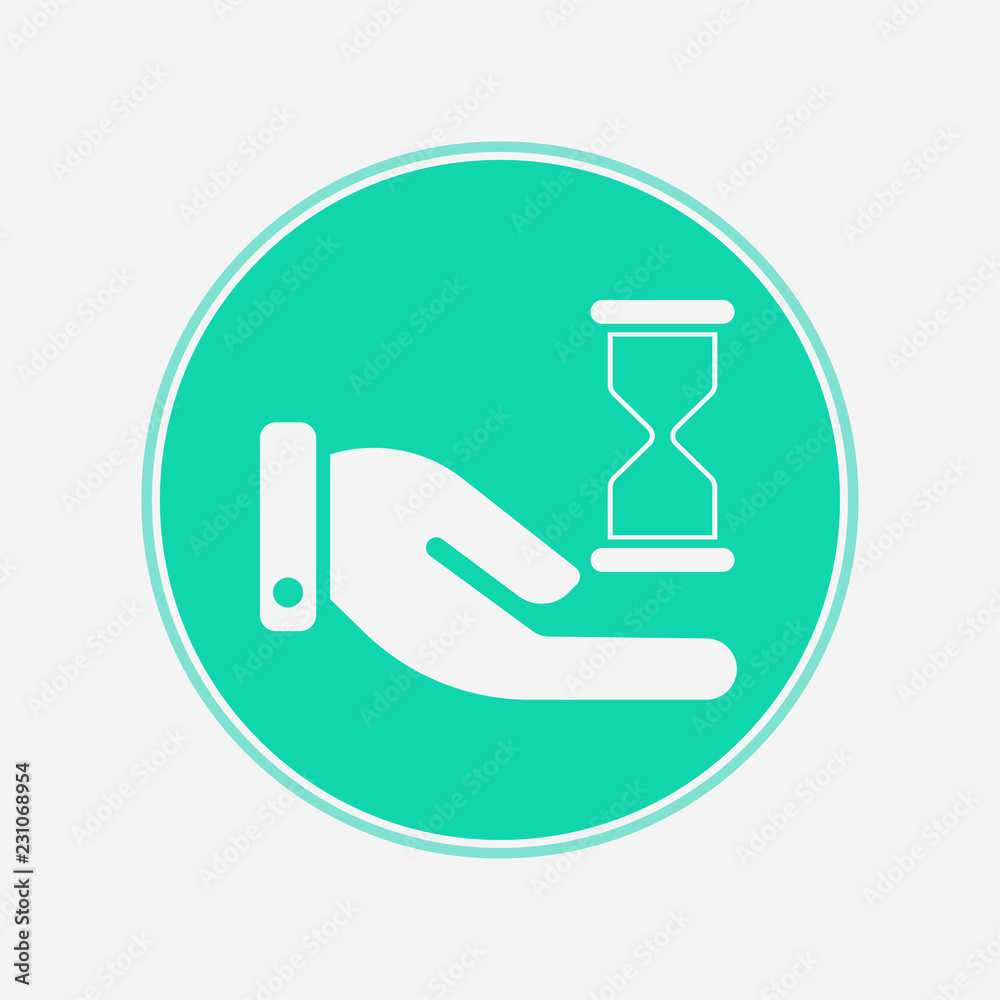 Hand with hourglass vector icon sign symbol Hand with hourglass vector icon sign symbol