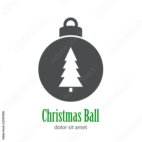 Logotipo Christmas Ball con árbol de navidad centrado en color gris