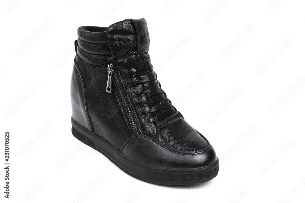 Women's demi-season shoes leather isolated on white background Women's demi-season shoes leather isolated on white background