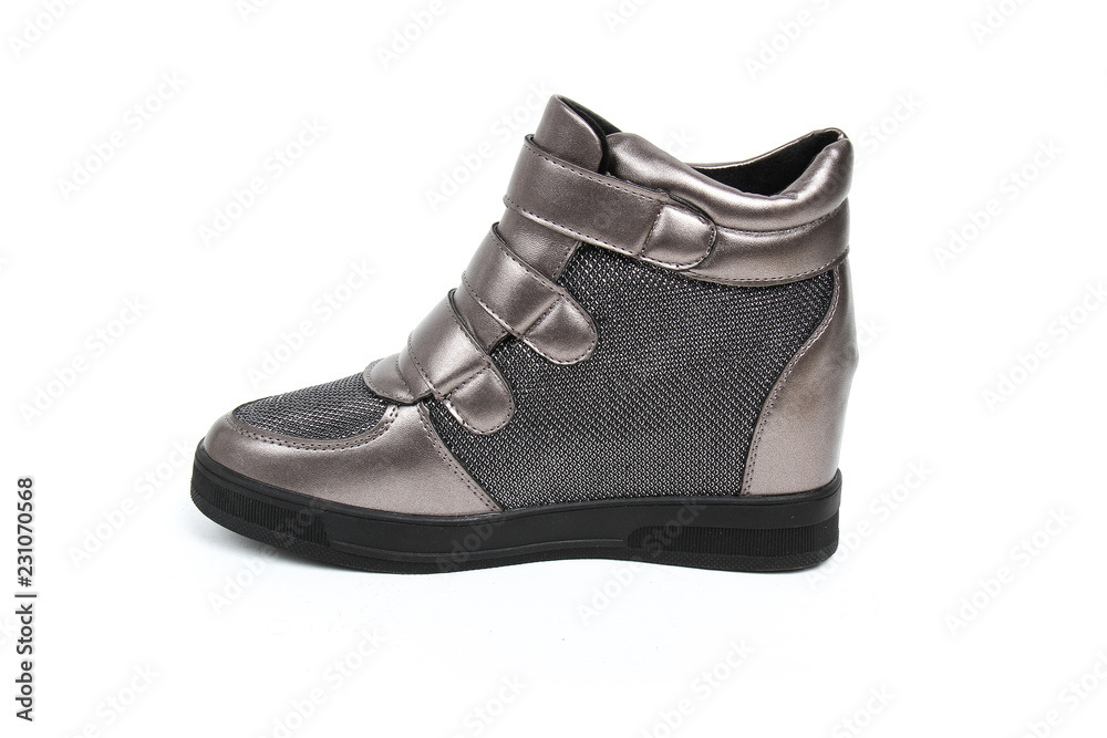 Women's demi-season shoes leather isolated on white background Women's demi-season shoes leather isolated on white background