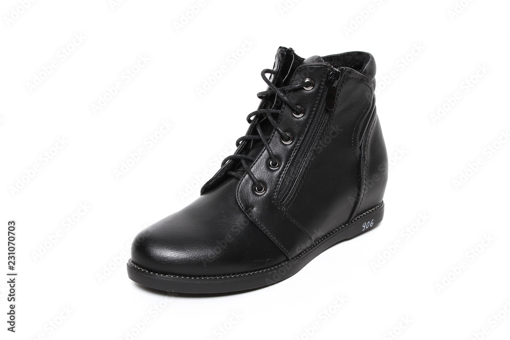 Women's demi-season shoes leather isolated on white background Women's demi-season shoes leather isolated on white background