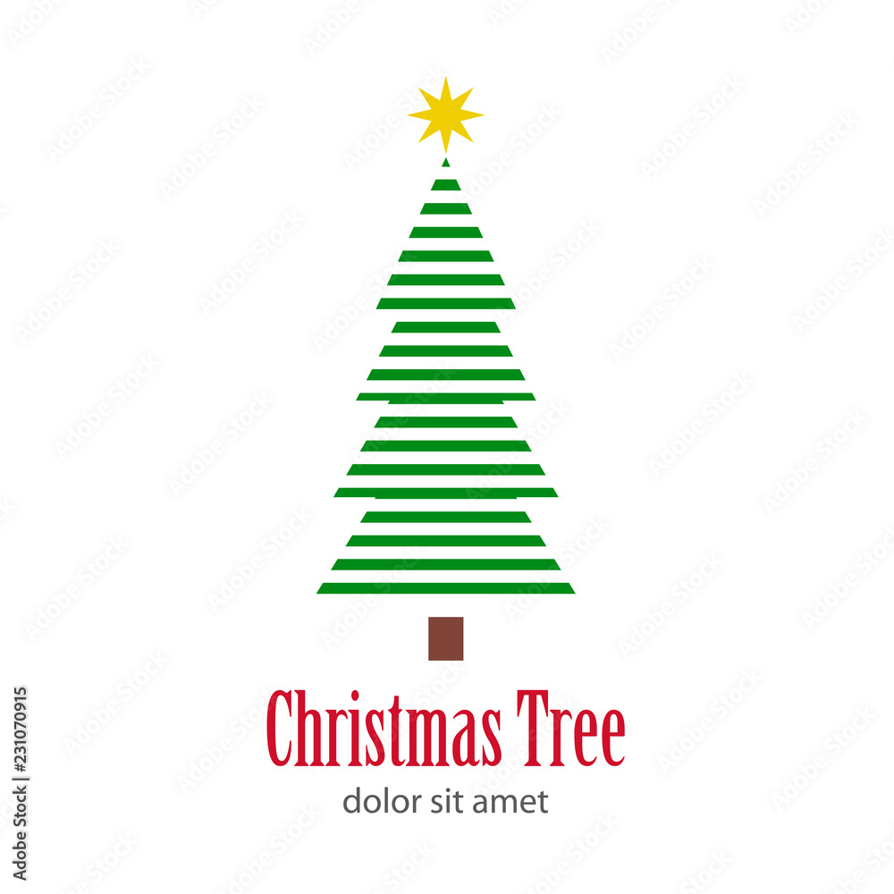 Logotipo Christmas Tree con árbol abstracto varias ramas lineas paralelas