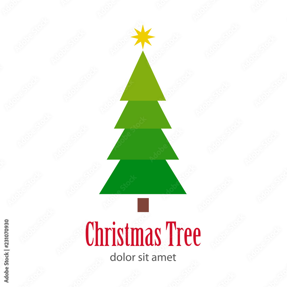 Logotipo Christmas Tree con árbol abstracto varias ramas tonos verdes Logotipo Christmas Tree con árbol abstracto varias ramas tonos verdes