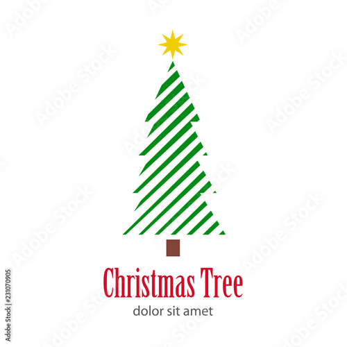 Logotipo Christmas Tree con árbol abstracto varias ramas lineas diagonales