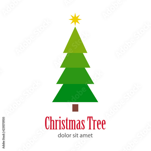 Logotipo Christmas Tree con árbol abstracto varias ramas tonos verdes