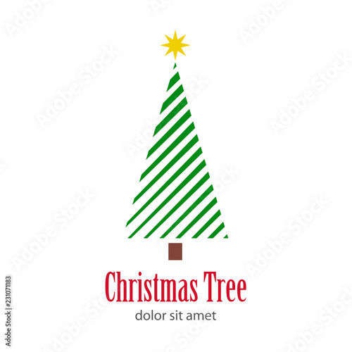 Logotipo Christmas Tree con árbol abstracto con lineas blancas diagonales