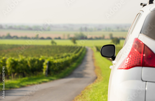 Side view of white car photo