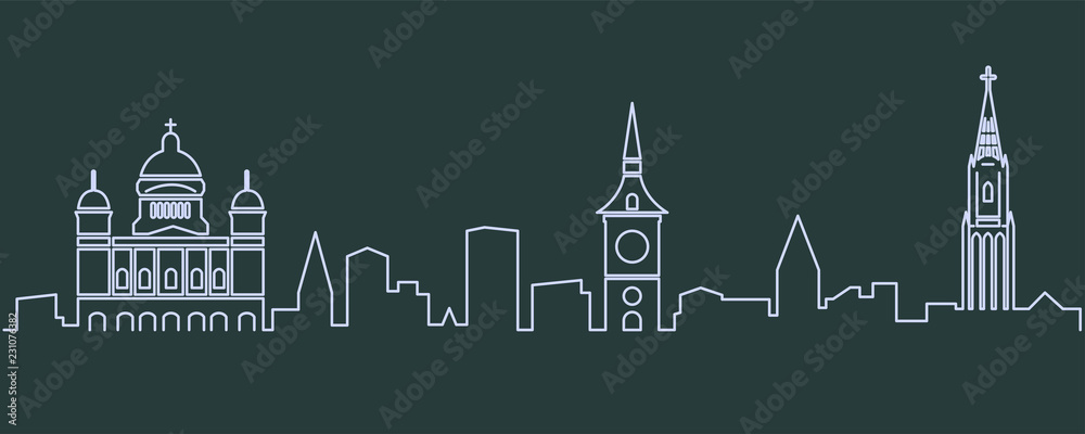 Fototapeta premium Bern Single Line Skyline