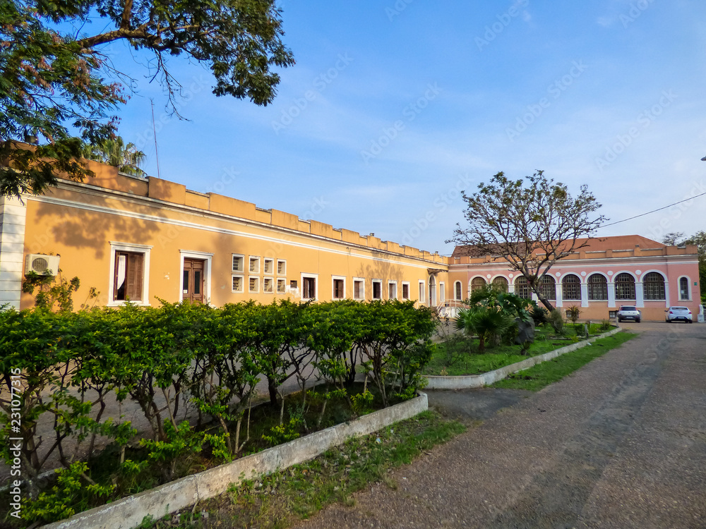 Historical building that used to be a hospital and now is used for military and administration purposes in Uruguaiana, Brazil