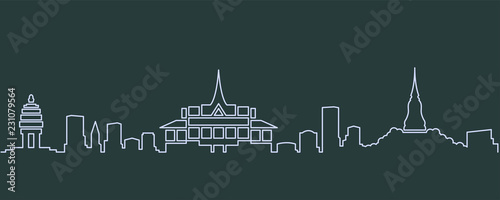 Phnom Penh Single Line Skyline
