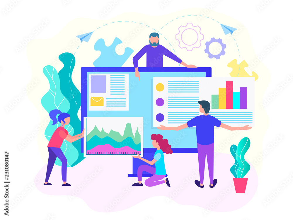 Web development, web analytics, web design, teamwork concept.