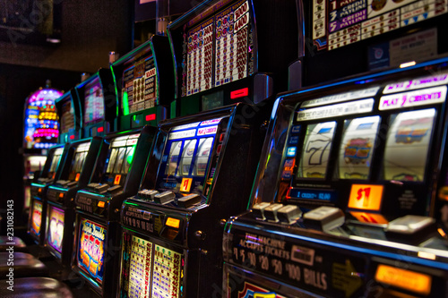 Fototapeta Las Vegas, Nevada-March 10, 2017: Casino machines in the entertainment area at n