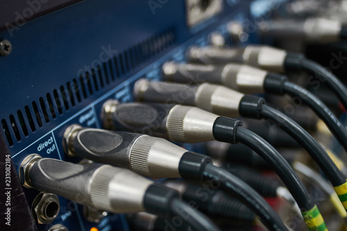 The plugs and sockets, blue and metal