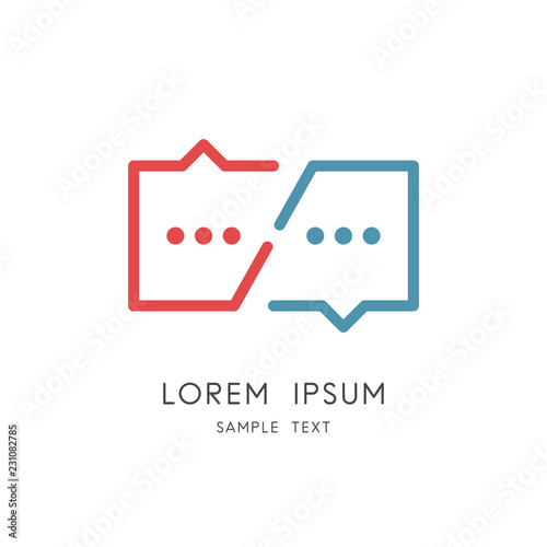 Conversation colored logo - business communication or chat symbol. Dialogue and discussion, teamwork and cooperation vector icon.