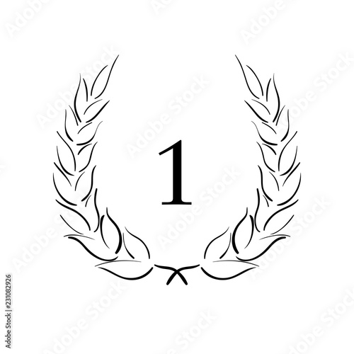 Lorbeerkranz - 1 - Piktogramm - Symbol - schwarz - Zeichnung