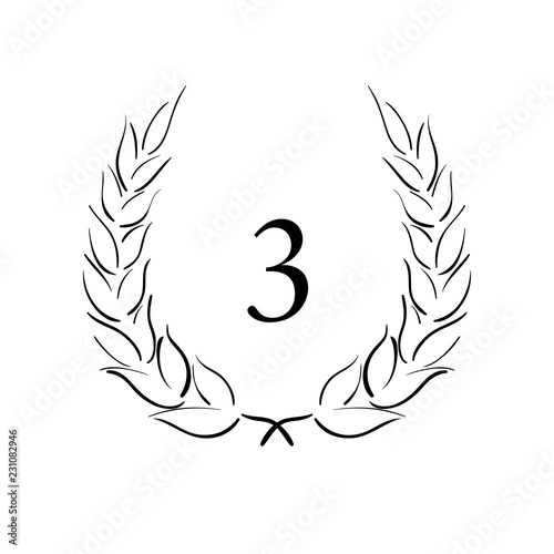 Lorbeerkranz - 3 - Piktogramm - Symbol - schwarz - Zeichnung