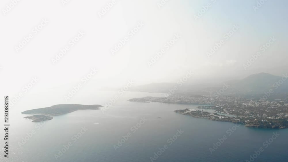 Crete. Aerial view. Flying towards the island of Crete from the sea. 4K Crete. Aerial view. Flying towards the island of Crete from the sea. 4K
