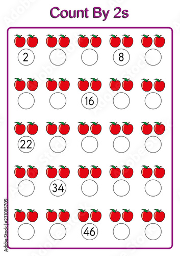 count by twos practice worksheet, write the missing numbers, two counting activities,