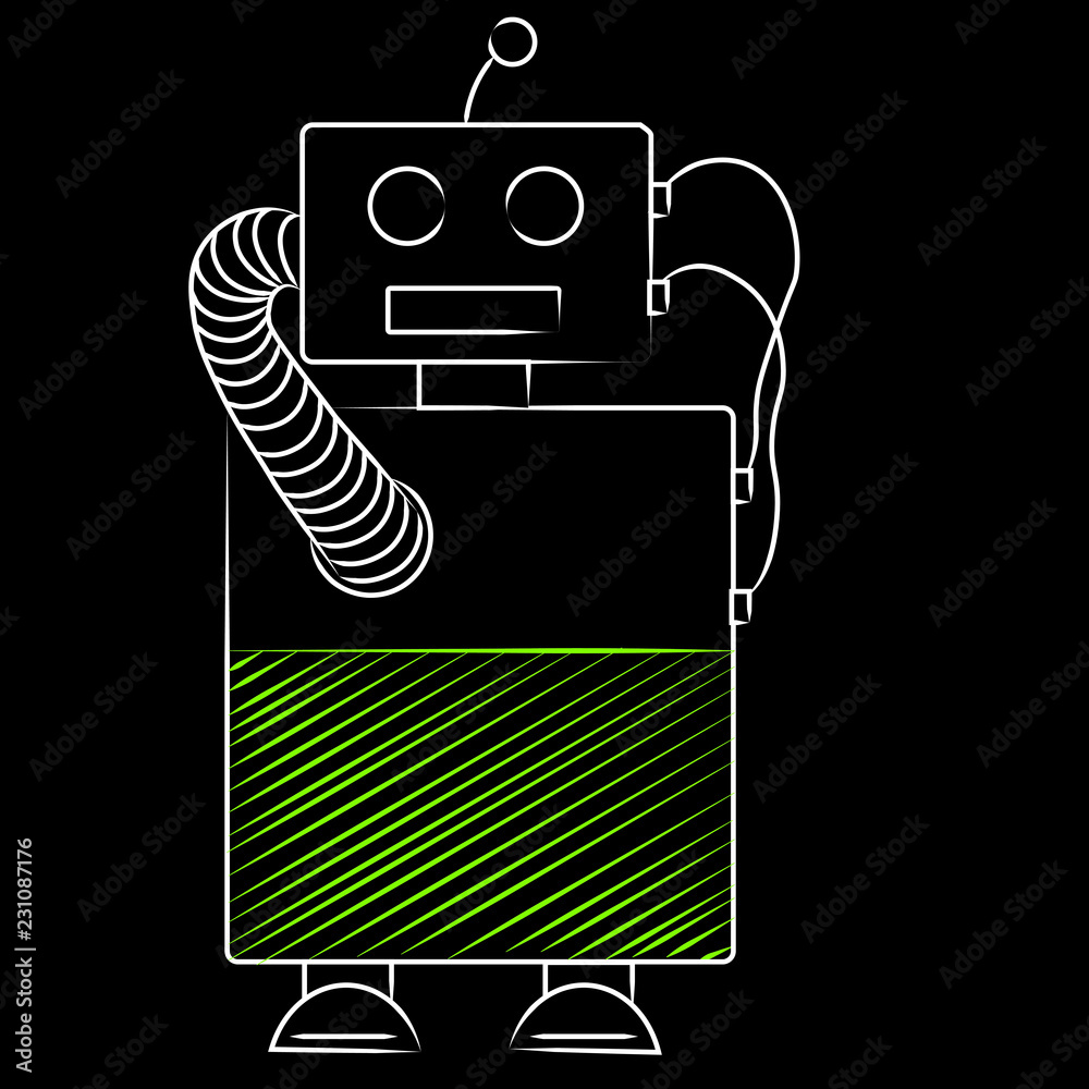 Roboter Linienstyle auf schwarzem Hintergrund