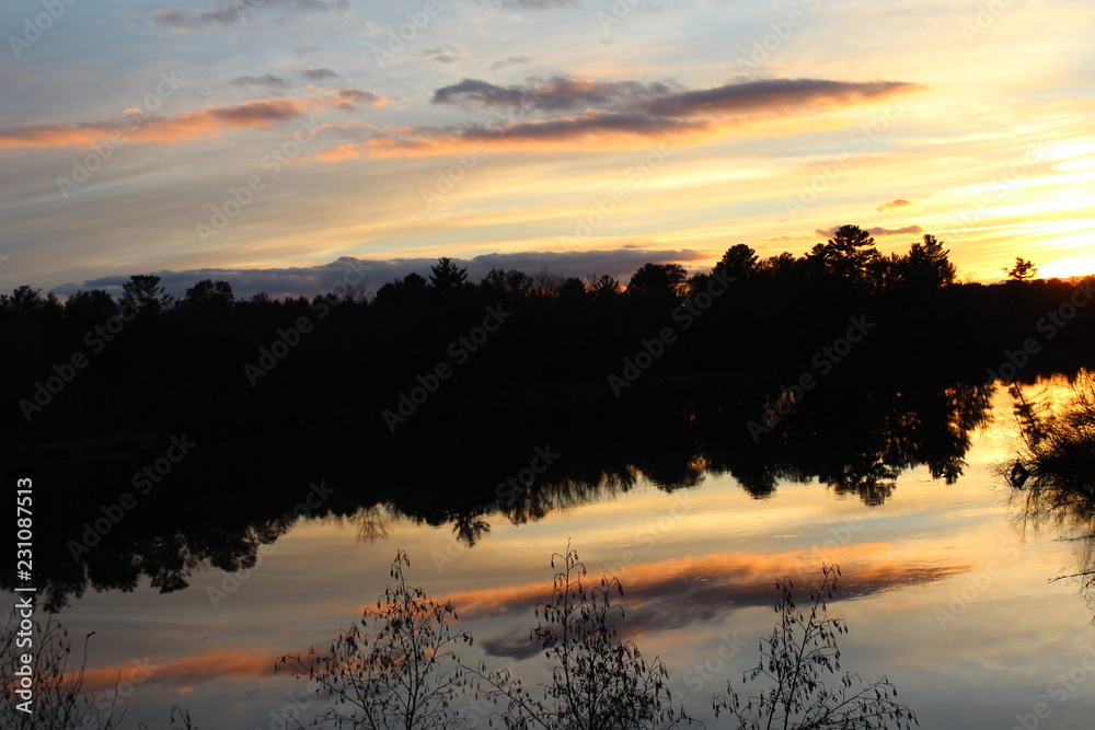 sunset reflection in river