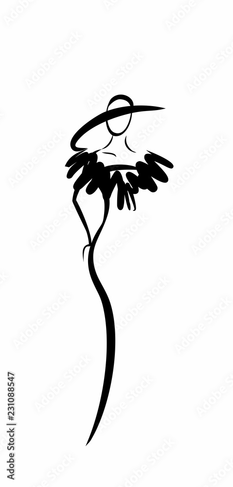 silhouette of woman in a beautiful dress and hat Stock Vector | Adobe Stock