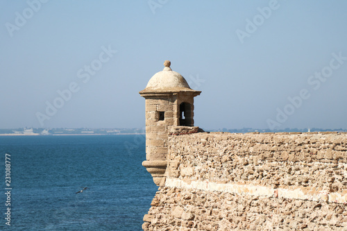 Small tower at a castle near the sea
