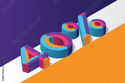 Isometric 40% percent off, 3D sale background, colorfull polygonal triangle object. Eps10 Vector.